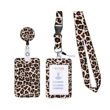 Verschiebbares Ausweishalter-Lanyard, Kartenetui, Band, Abzeichen, Clip, Leopardenmuster, Lanyard-Kartenhalter, wasserdicht, Ausweis, erweiterbare Sch