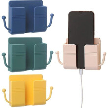 4-Piece Wall Organizer Box, Remote Control Wall Storage Box, with 2 Hooks, 4 Colors