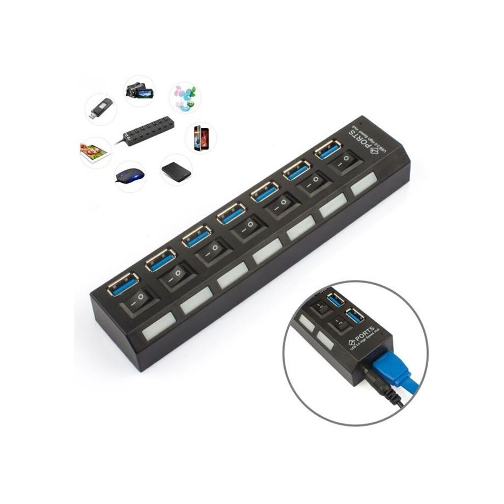 7-Port Usb 3.0 Hub Adapter With Led Indicator 8581602123905