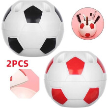 Creative Voetbal Penhouder - Poreus - Merk - Model - Zwart - Rood - Afmetingen 10,5 cm