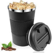 Tazza da caffè - Isolata - Acciaio inossidabile - A tenuta stagna - Nera - 17*7 cm