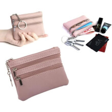 Mini Fashion Coin Purse with Keyring - Pink - PU - Compact and Multifunctional