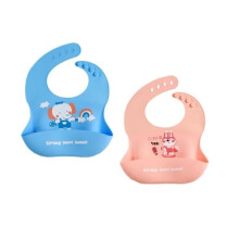 Baby-tulband-slabbetjes, 2 stuks waterdichte siliconen slabbetjes voor kinderen, BPA-vrij, verstelbare nekband, voor baby's van 6 maanden tot 3 jaar