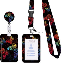 Badge Holder - Butterfly - Retractable - Soft Lanyard - Pouch Included - 51g