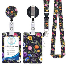 Badge Holder - Friends - Flower - Retractable Lanyard - Carabiner Clip - 52cm Length