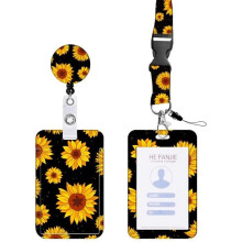Retractable Badge Holder - Sunflower - Neck Strap - 7x11cm - 52g - Ideal for School and Office