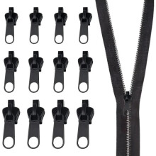 12pcs Snap-on Zipper Slider, Universal Replacement for Jackets, Bags, Tents, Luggage - Tip
