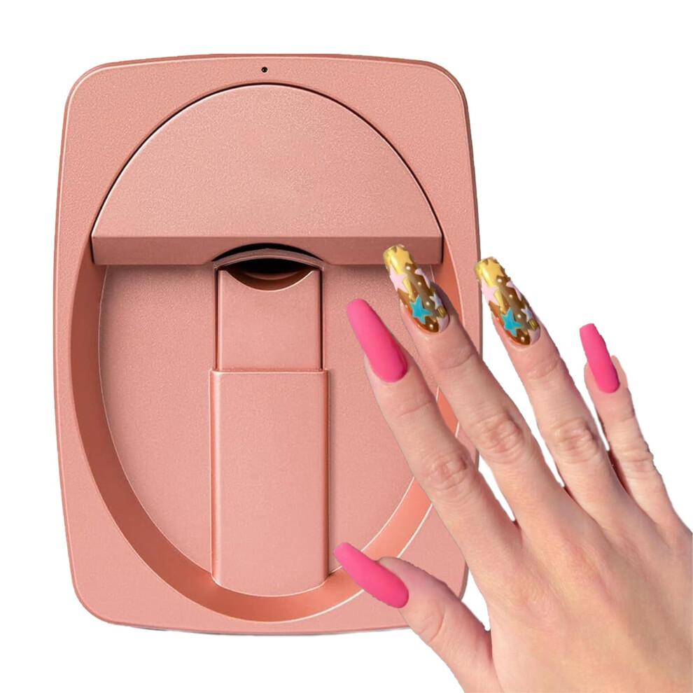Gold Nail Art Printer With 2400Dpi Resolution, Smart Size Detection, Rose Digital Nail Design