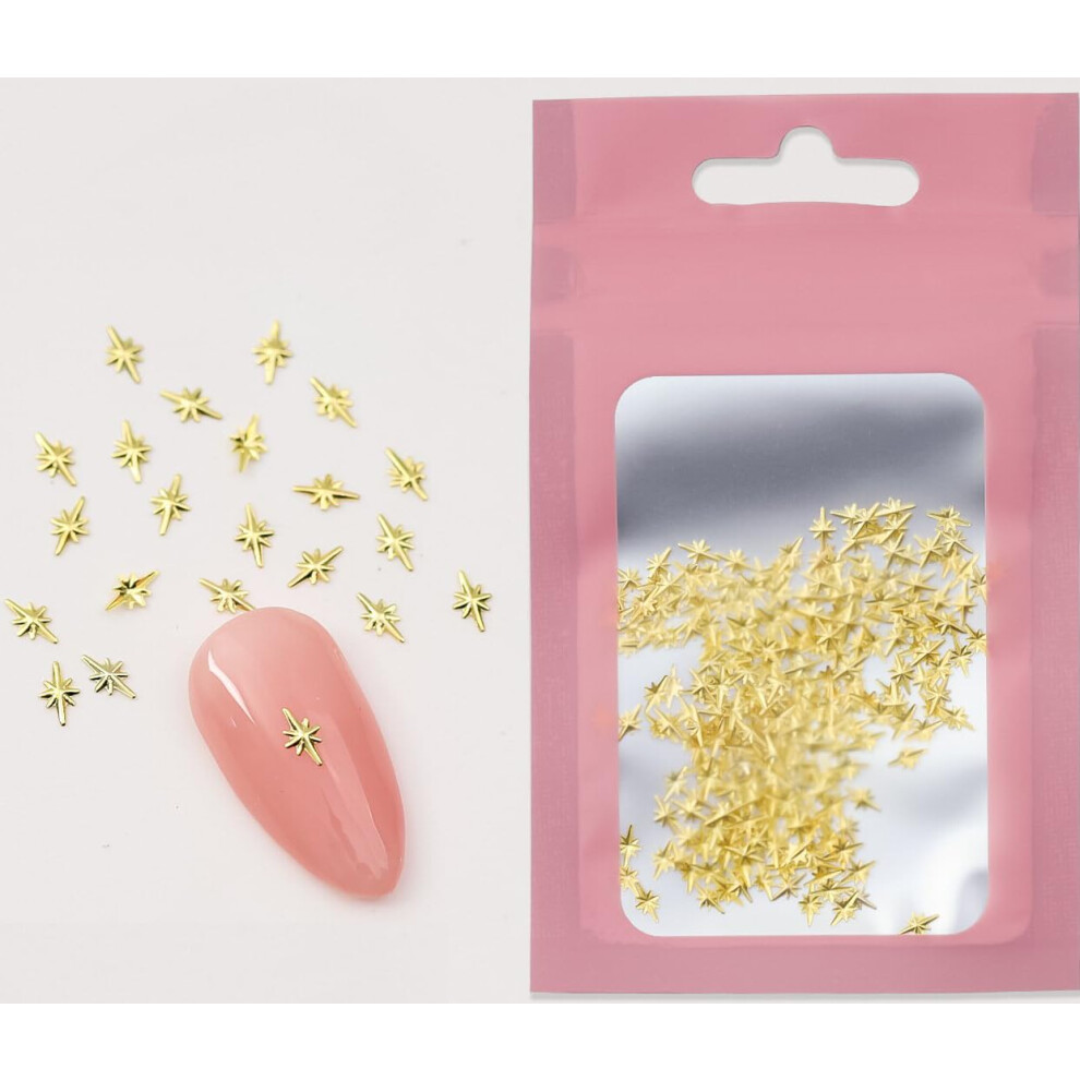 Gold 200Pcs Star Nail Charms 3D Alloy Decorations For Acrylic Nails Kawaii Diy Nail Art Set