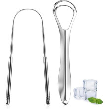 Stainless steel tongue scraper - 2 pieces - for mouth cleaning and fresh breath
