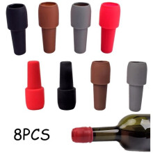 Bottle Stoppers - Wine Stoppers - Food Grade Silicone - Double Seal - 8 Pieces - 4 Colors