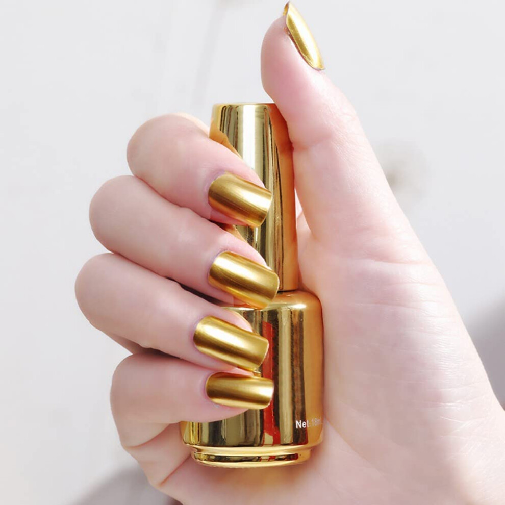 Silver,Gold Metallic Nail Polish Chrome Nail Polish With Mirror Chrome Finish, Longlasting Silver And Gold
