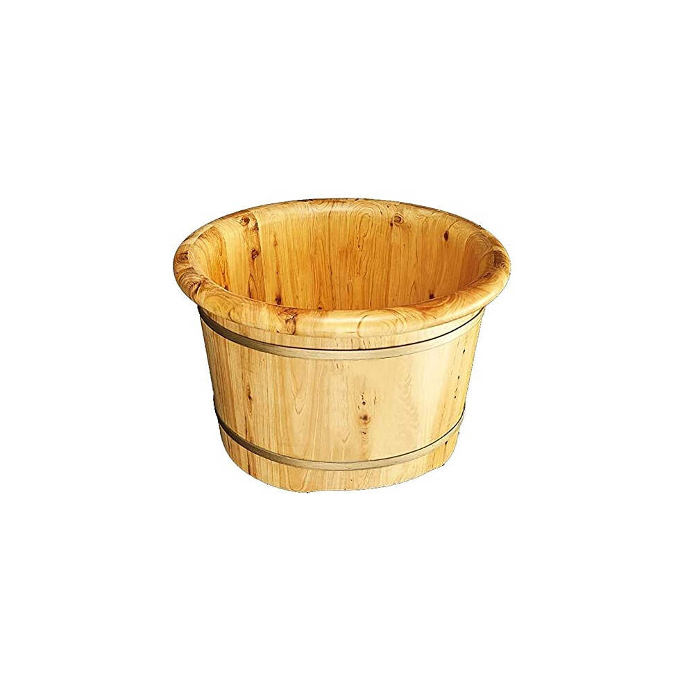 Wooden Foot Bath Basin with Heat Retention, Large Cypress Wood Foot Soaking Tub for Spa
