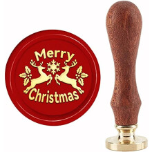 Weihnachtssiegelstempel aus Wachs, passend zu Weihnachts-, Elch- und Schneeflockenmotiven, 30 mm Messingkopf, Holzgriff, für Einladungen, Geschenke,