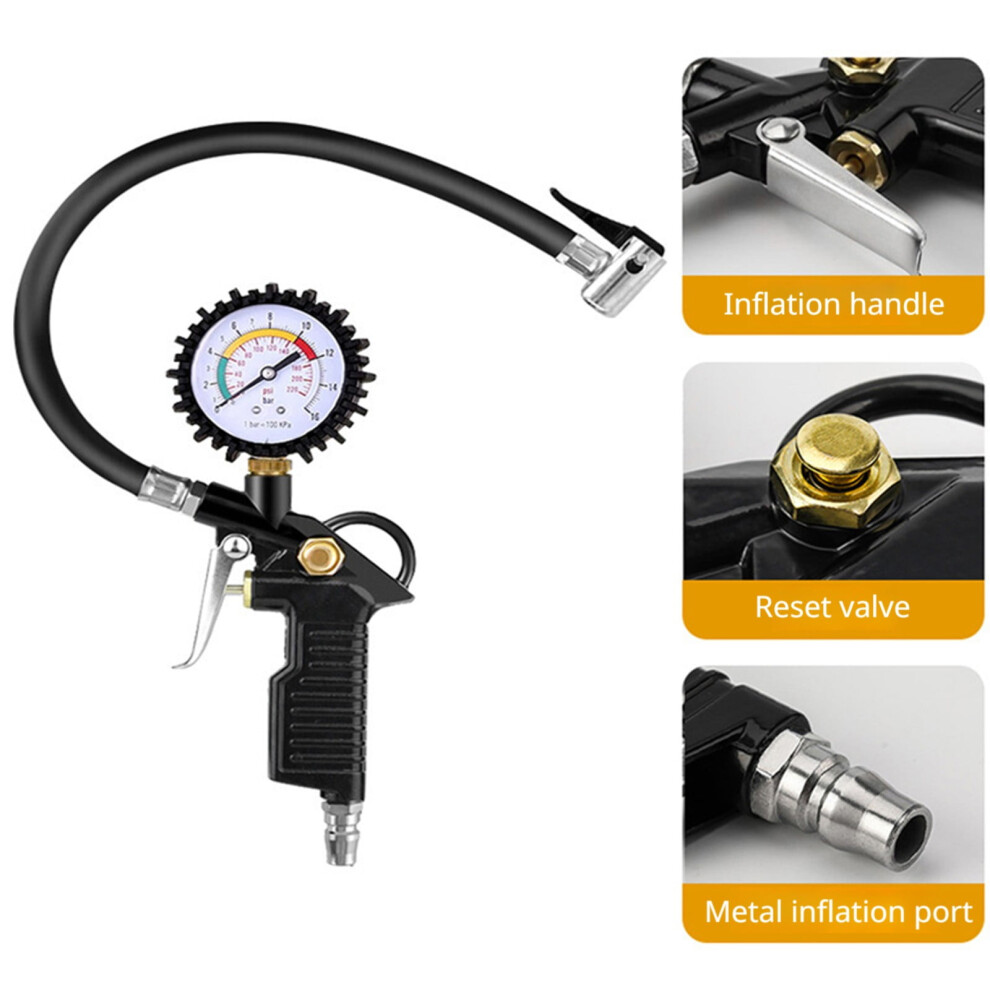 Tire Pressure Gauge, 220 Psi Car Tire Pressure, Inflator, Gas Compressor, Inflator Handle Controller For Cars, Bicycles, Motorcycles, Trucks, Etc. 9433291420959