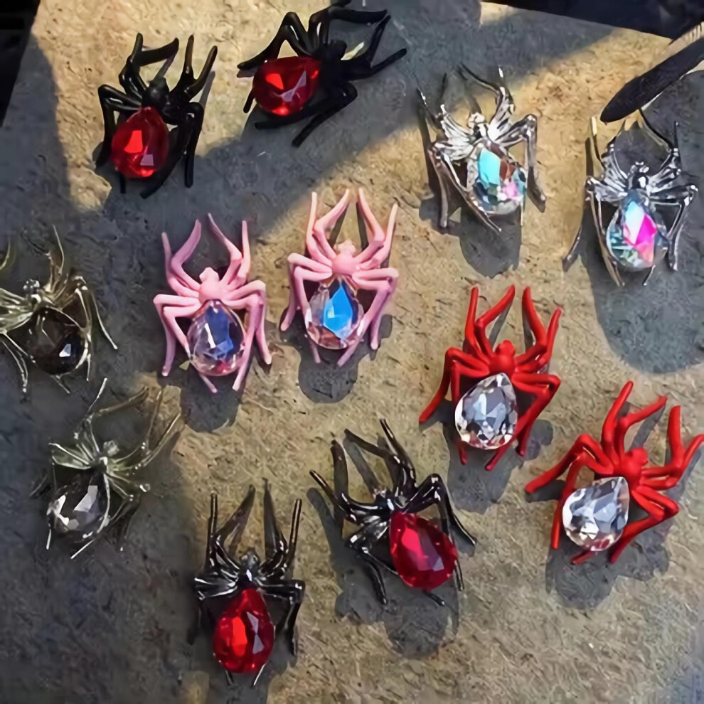 Halloween Nail Art Charms 12PCS 3D Metal Spider and Skull Decorations for Acrylic Nails Manicure