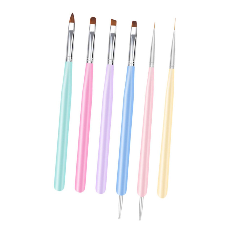 6pcs DoubleEnded Nail Art Brush Pens with Smooth Nylon Tips for Gel Polish and Acrylic Nails