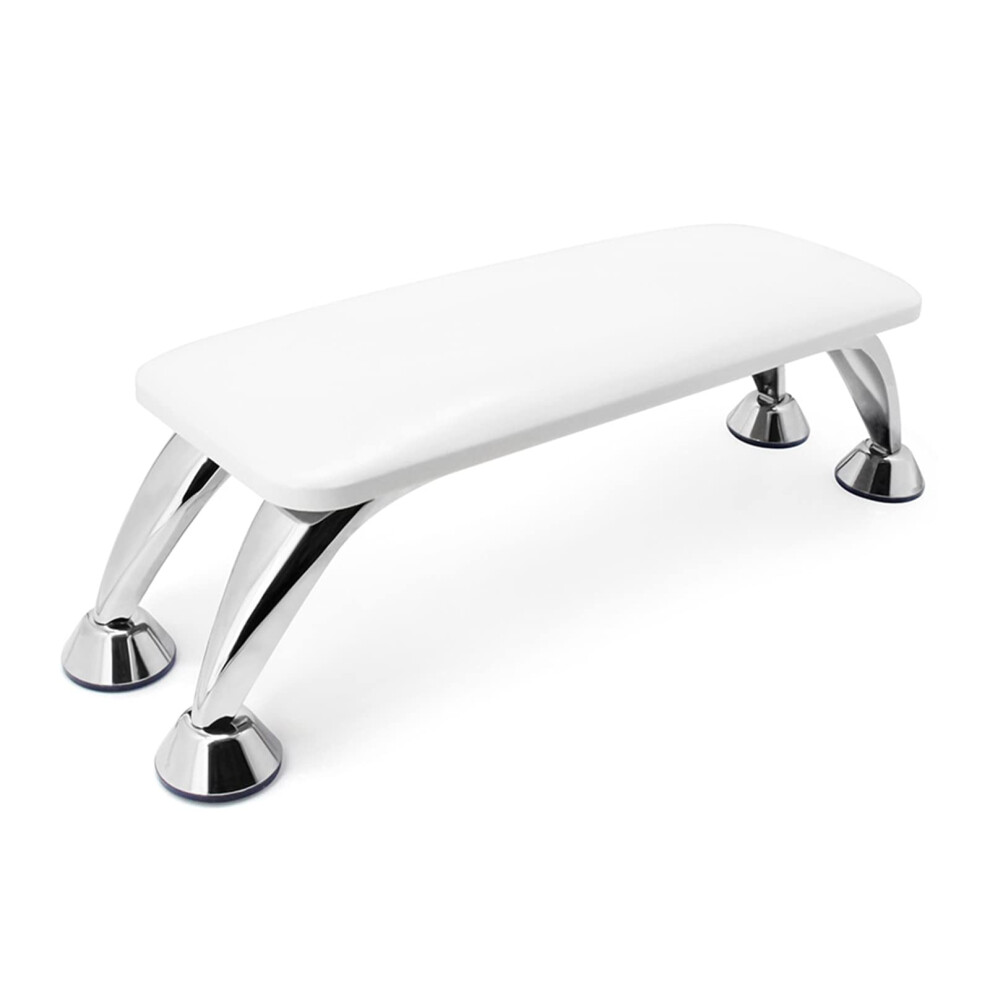 Nail Arm Rest with Comfortable Support, White Microfiber Leather, Foldable Stand for Manicure