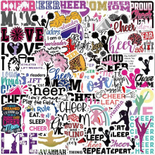 50 adesivos de torcida, adesivos para laptop, garrafas de água, malas, computadores e celulares. Presente perfeito para fãs de cheerleading.