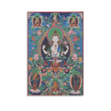 Valkoinen Tara-äitijumalatar, tiibetiläinen thangka-taideteos, seinätaide, juliste, kangasmaalaus, olohuoneen sisustus, 20 x 30 cm