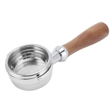 Bodemloze portafilter voor espresso-extractie, roestvrijstalen bodemloze portafilter met houten handvat voor verbeterde crema en smaak.