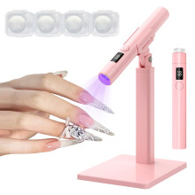 Rechargeable UV LED Nail Lamp with 360 Magnetic Stand, Pink Mini Portable Light for Gel Nails