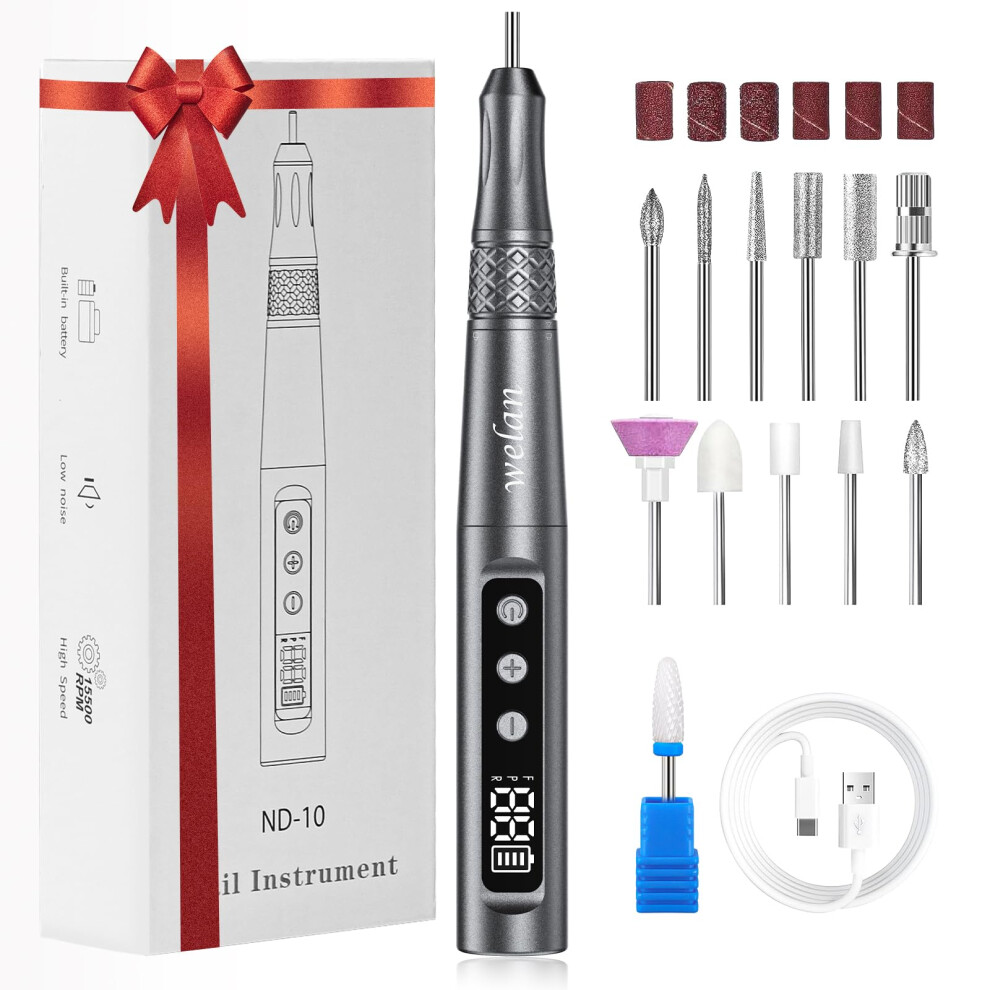 Electric Nail Drill 35000RPM Cordless Nail File with LCD Display for Acrylic and Gel Nails