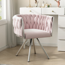 Single Light Luxury Swivel Chair, Pink Velvet
