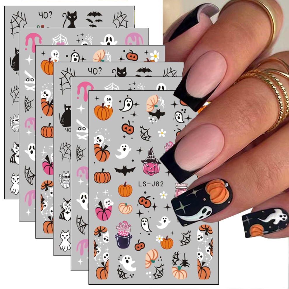 Halloween Nail Art Stickers 3D SelfAdhesive Pumpkin Ghost Spider Web Bat Skull Designs for Women