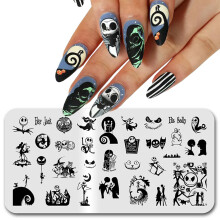 Halloween Nail Stamping Plate Theme with Ghost Designs Stainless Steel