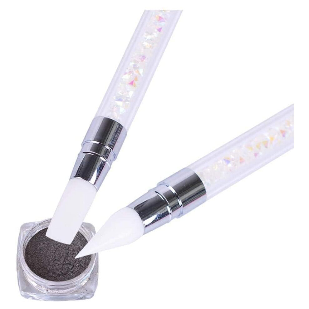 White 1Pc Silicone Nail Art Brush Pen For Precise Manicure Diy Glitter Picking And Decoration Â