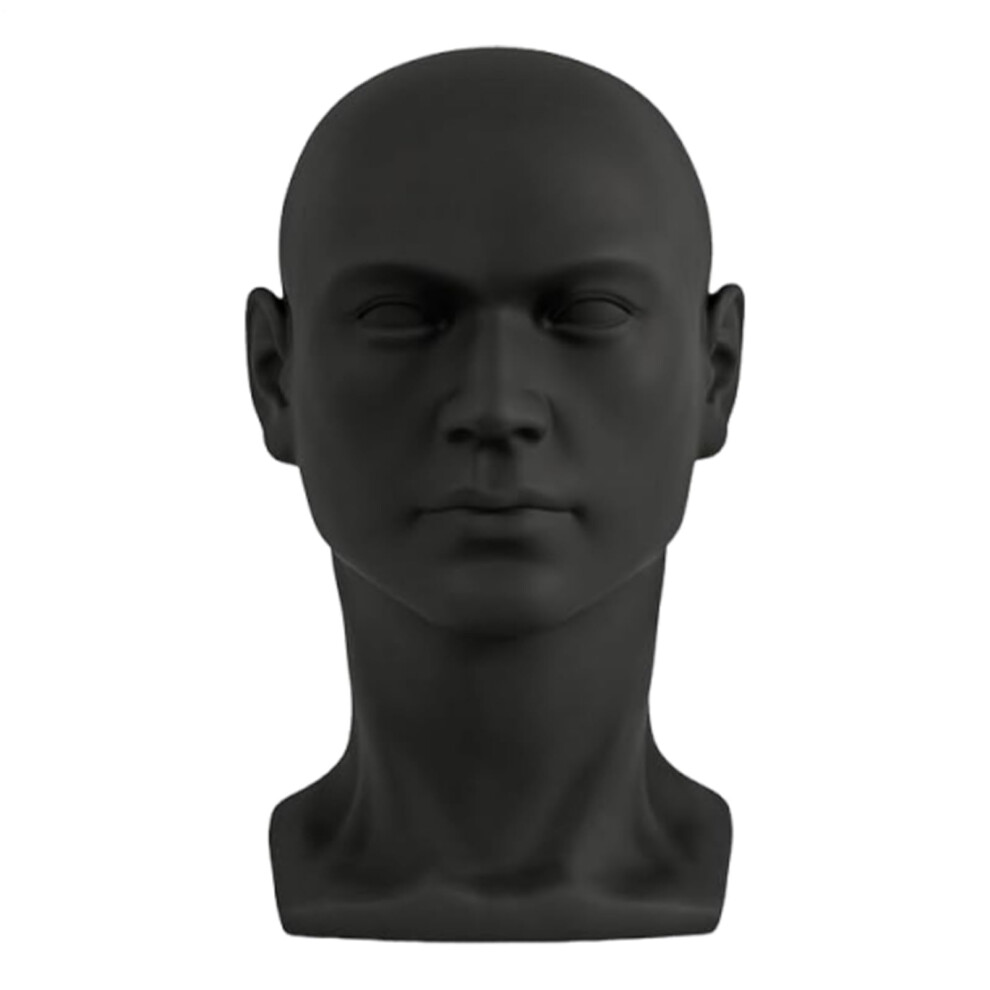 Unisex Black Mannequin Head For Wigs Pvc Stand With Realistic Proportions For Hairpieces And Accessories