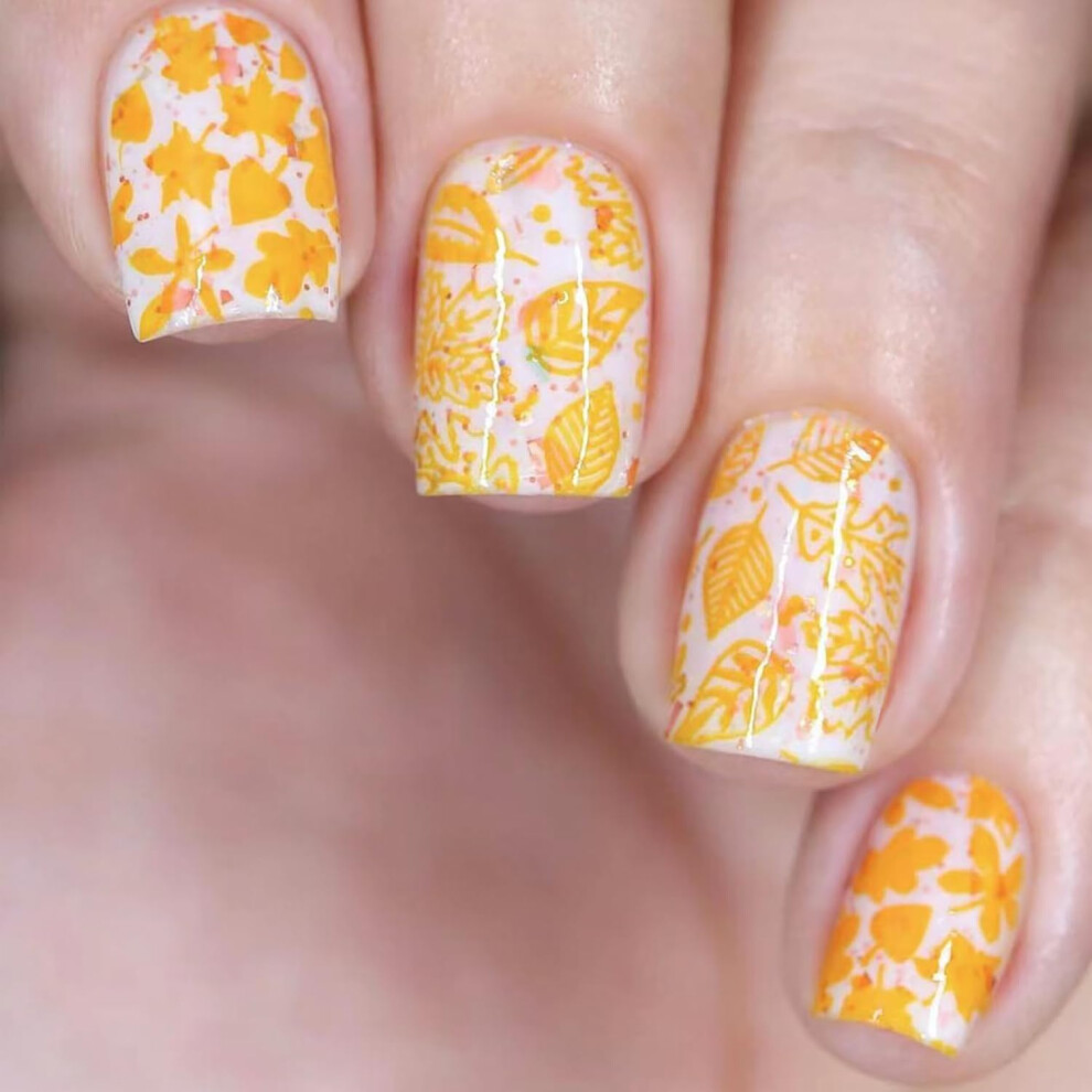 Thanksgiving Press On Nails Short Square Maple Leaf False Nails Reusable Acrylic Nail Art