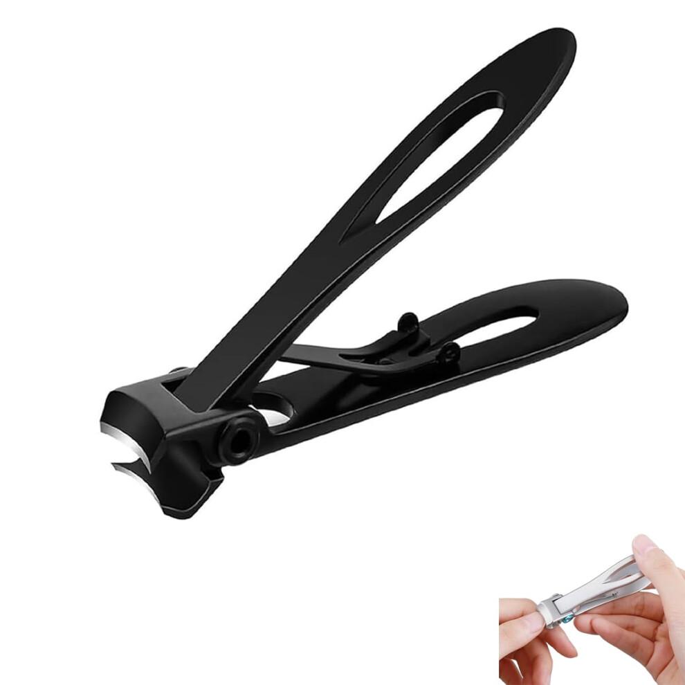 Black Toenail Clippers For Thick Nails With Wide Jaw And Sharp Blades, Ergonomic Stainless Steel