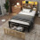 Single Bed with PE Rattan Drawer & LED Lighting 3