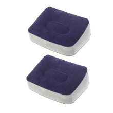 2 Pack Inflatable Foot Rest Pillow for Airplane Travel Office Home Camping Gray Blue