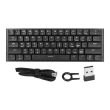 Ergonominen ohjelmoitava RGB-hot-swap-näppäimistö, 61 näppäintä, LED-taustavalaistu, langaton ja langallinen USB-C, Double Shot