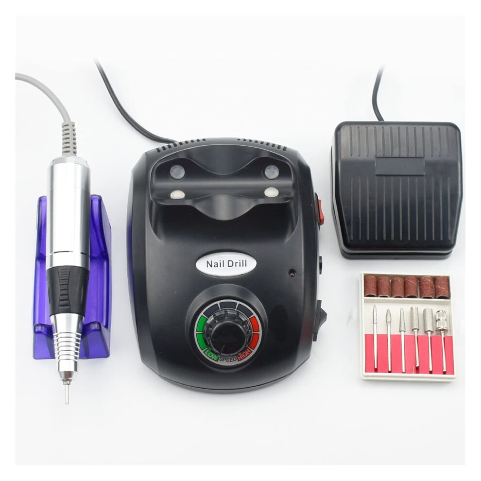 Black Electric Nail Drill 35000 Rpm With Foot Pedal, Low Noise, Precision Control For Acrylic And Gel Nails,