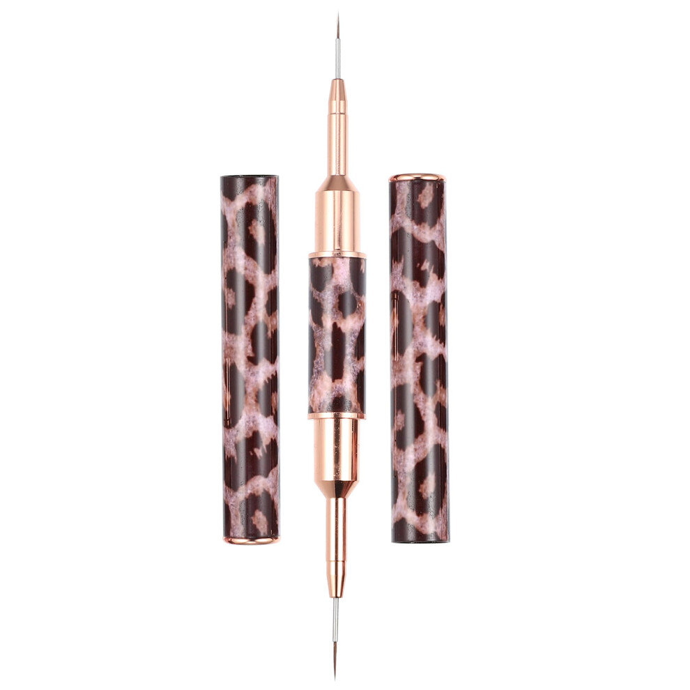 Nail Art Brush with Dual Head Gel Nail Brush, Leopard Print, Precision Bristles for DIY Manicure