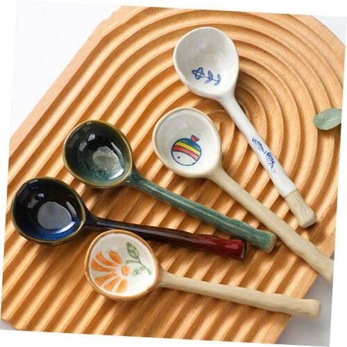 HandPainted Ceramic Soup Spoon with Cute Rabbit Pattern for Rice and Dessert, Easy to Clean 2