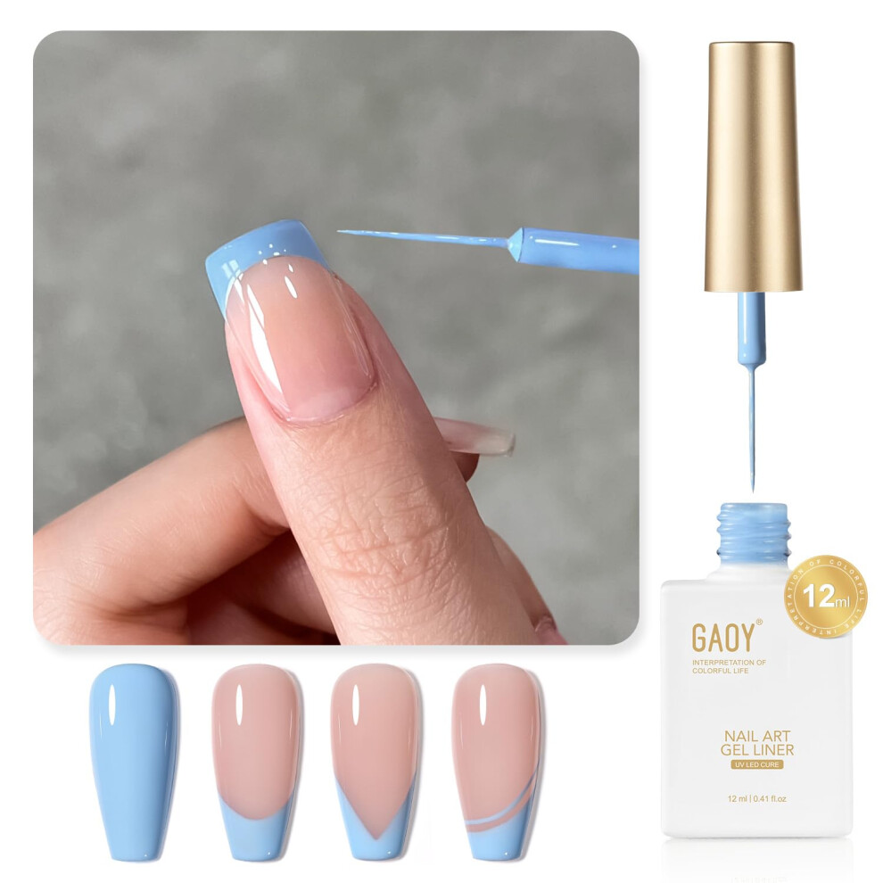 Blue Light Gel Nail Polish With Precision Art Liner Brush, 12Ml Pastel Uv Gel Polish For French Manicure