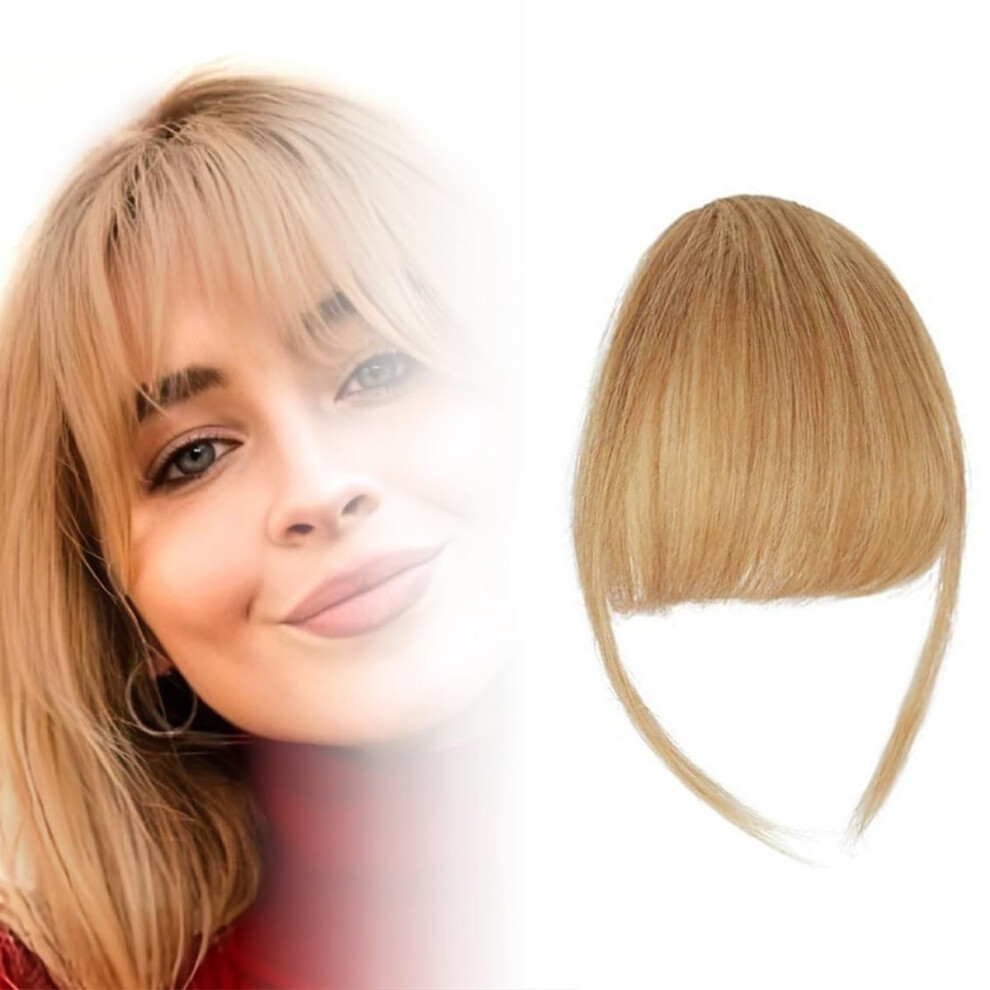 Unisex Clip In Bangs Human Hair Extensions Seamless Natural Blend Fringe With Sideburns Color C