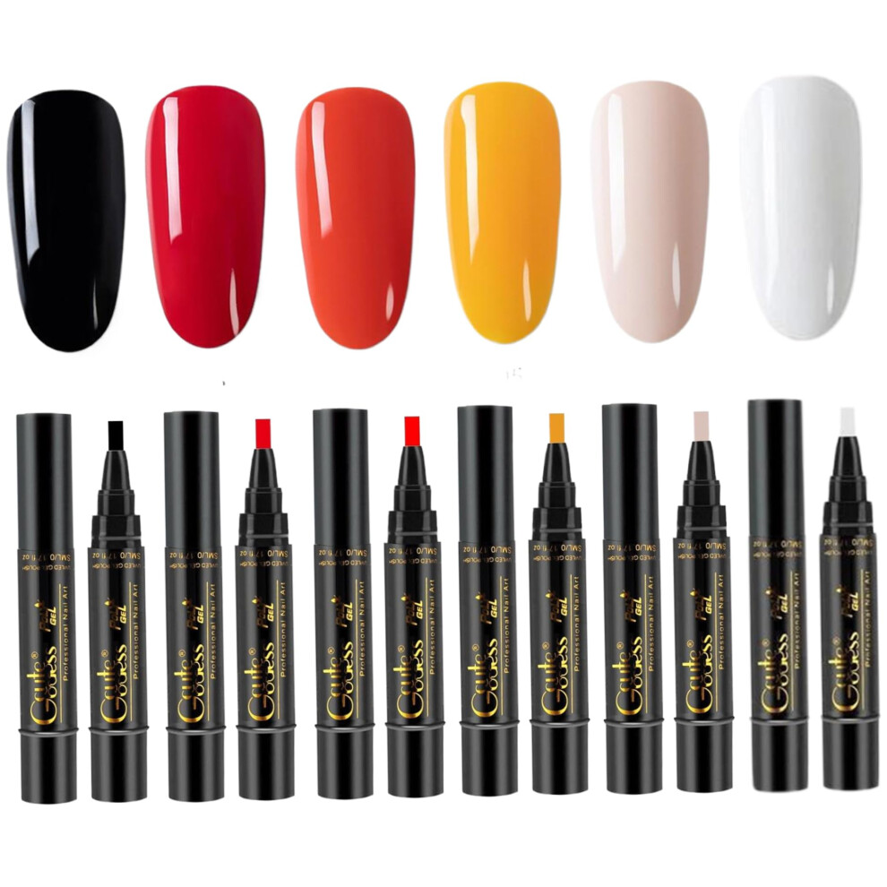 3 in 1 Gel Nail Polish Pen Set, 6 Colors UV LED Soak Off, SalonQuality Easy DIY Manicure