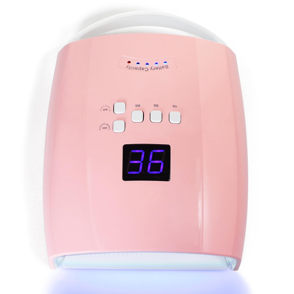 Pink Cordless Uv Led Nail Lamp 48W Rechargeable Nail Dryer With Smart Infrared Sensor For Gel Polish