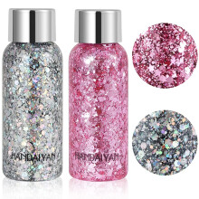 Body Glitter Gel Set Silver and Pink Holographic Mermaid Sparkle for Festival Face Hair Body Makeup