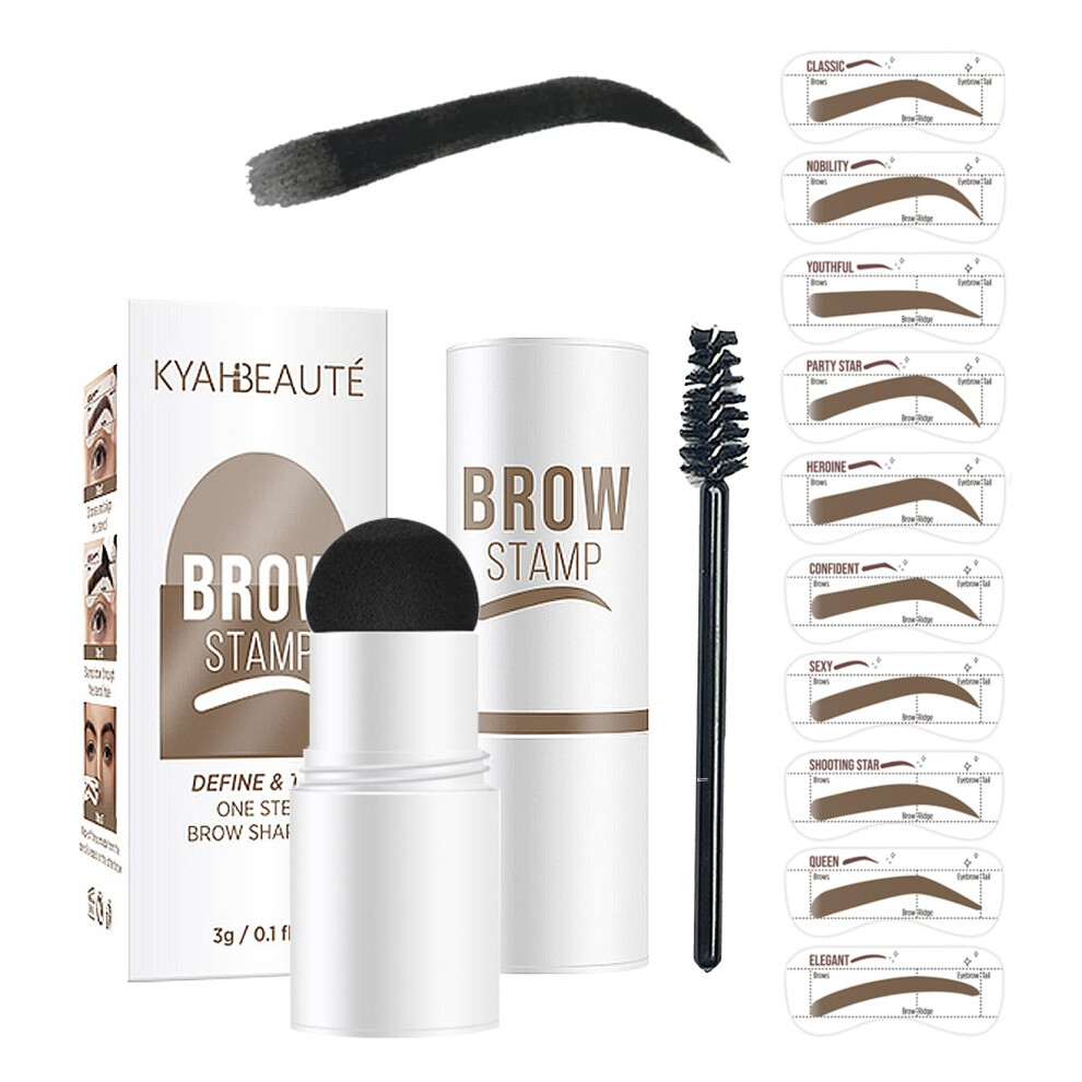 Black,Grey Waterproof Eyebrow Stamp Kit With Stencils Grey Black Onestep Long Lasting Natural Brows