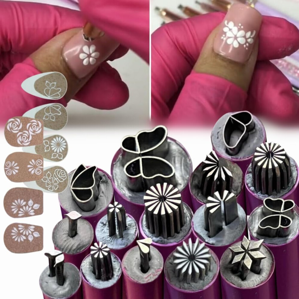 15PCS DIY Nail Art Stamp Pen Set with Flower Design â Quick Pattern Transfer for Consistent Nails