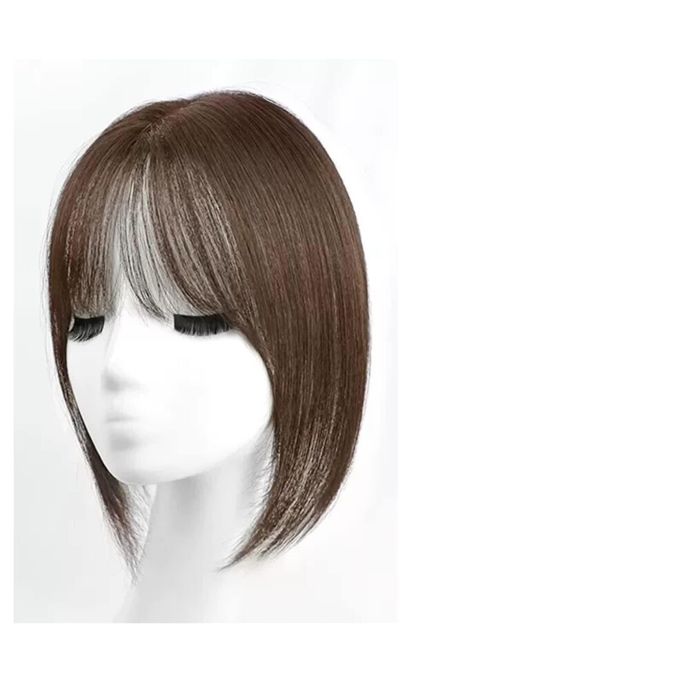 Unisex Brown Human Hair Topper For Thinning Hair With Natural Hairline And Volume Boost, 30Cm