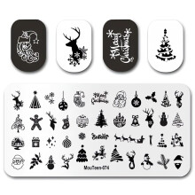 Christmas Nail Stamping Plates Winter Snowflake Moose Designs Stainless Steel DIY Salon Set