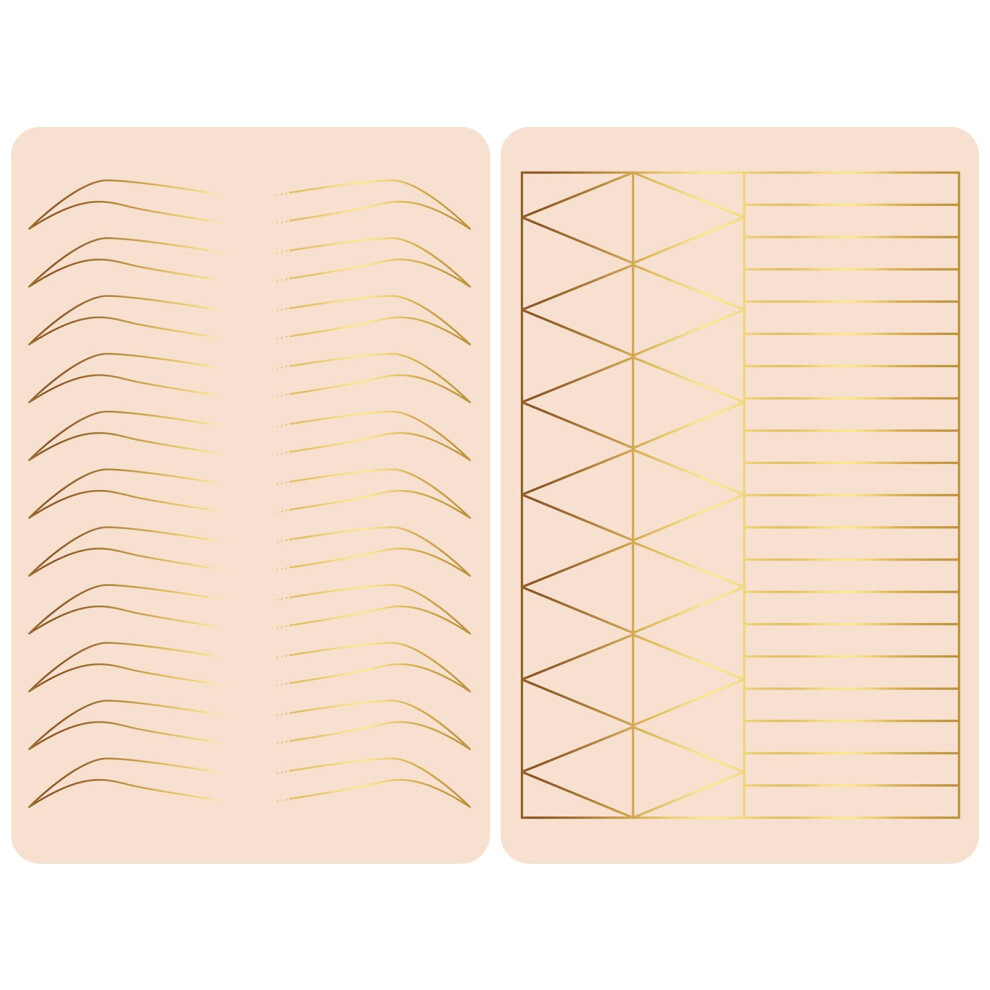 Golden 3Pcs Double Sided Microblading Practice Skin With Brow Templates For Ombre And Powder Brows